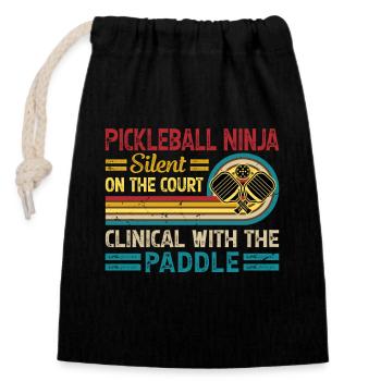 Pickleball Ninja - Silencieux avec la pagaie - Sac cadeau en coton avec cordon (14 x 20 cm) - noir - Devant