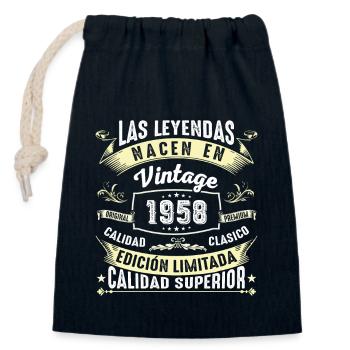 Anniversaire vintage 1958 - Sac cadeau en coton avec cordon (14 x 20 cm) - bleu marine - Devant