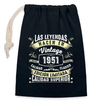 Anniversaire vintage 1951 - Sac cadeau en coton avec cordon (14 x 20 cm) - bleu marine - Devant