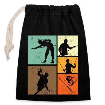 Billiard Retro Vintage Billiard Player Graphic - Closable cotton gift bag (14x20cm) - black - Front