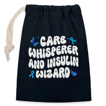Carb Whisperer And Insulin Wizard - Verschließbarer Geschenkbeutel aus Baumwolle (14x20cm) - Navy - Vorne