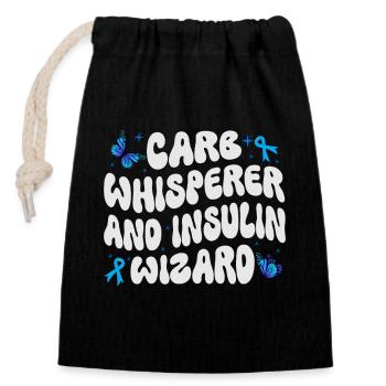 Carb Whisperer And Insulin Wizard - Closable cotton gift bag (14x20cm) - black - Front