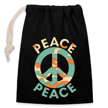 PEACE - Closable cotton gift bag (14x20cm) - black - Front