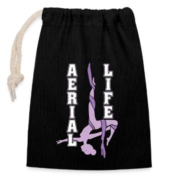 La vie aérienne aime les acrobates aériens en soie - Sac cadeau en coton avec cordon (14 x 20 cm) - noir - Devant