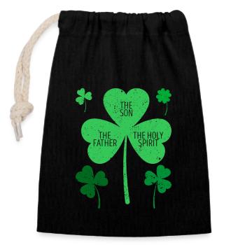 Catholic Religious Irish Shamrock Christian - Closable cotton gift bag (14x20cm) - black - Front
