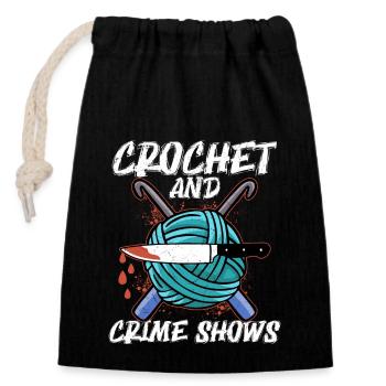 Crochet & Crime Shows True Crime Murder Show - Closable cotton gift bag (14x20cm) - black - Front