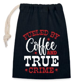 Fueled By Coffee & True Crime Murder Show Serial K - Verschließbarer Geschenkbeutel aus Baumwolle (14x20cm) - Navy - Vorne