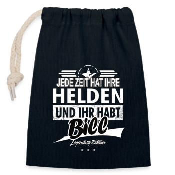 Jede Zeit hat Ihre Helden ihr habt Bill - Verschließbarer Geschenkbeutel aus Baumwolle (14x20cm) - Navy - Vorne