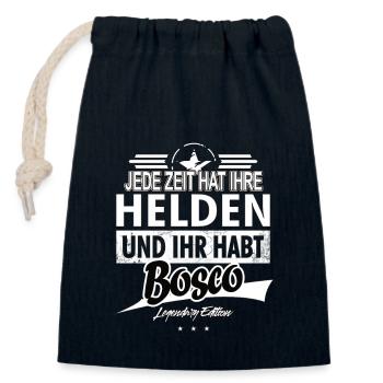Jede Zeit hat Ihre Helden ihr habt Bosco - Verschließbarer Geschenkbeutel aus Baumwolle (14x20cm) - Navy - Vorne