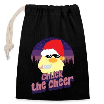 Chuck the Cheer - Ente mit Messer Duck with Knife - Sac cadeau en coton avec cordon (14 x 20 cm) - noir - Devant