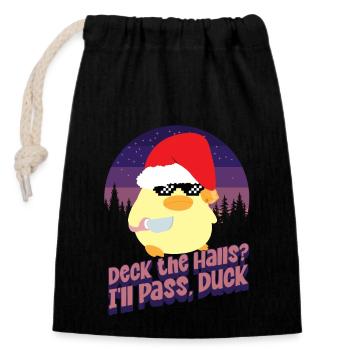 Deck the Halls - Ente mit Messer Duck with Knife - Sac cadeau en coton avec cordon (14 x 20 cm) - noir - Devant