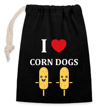 Corn dog food - Closable cotton gift bag (14x20cm) - black - Front