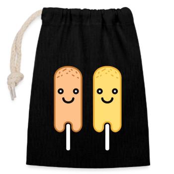 Corn dog food - Closable cotton gift bag (14x20cm) - black - Front