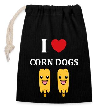 Corn dog food - Closable cotton gift bag (14x20cm) - black - Front