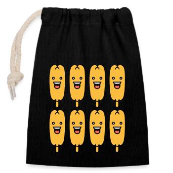 Corn dog food - Closable cotton gift bag (14x20cm) - black - Front
