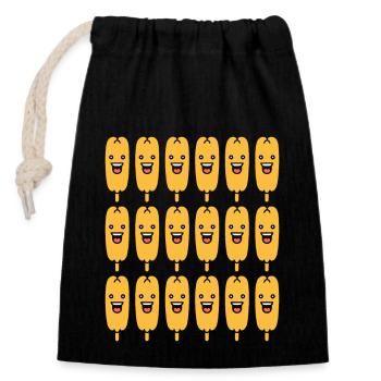 Corn dog food - Closable cotton gift bag (14x20cm) - black - Front