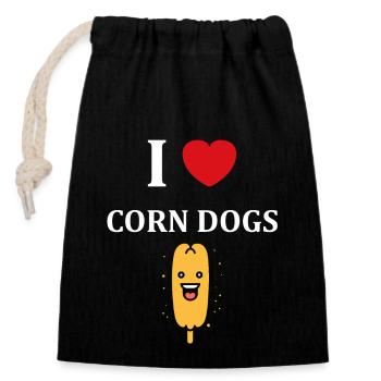 Corn dog food - Closable cotton gift bag (14x20cm) - black - Front