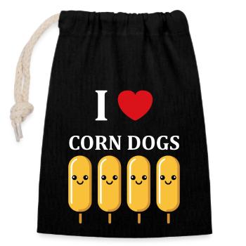 Corn dog food - Closable cotton gift bag (14x20cm) - black - Front