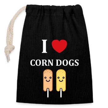 Corn dog food - Closable cotton gift bag (14x20cm) - black - Front