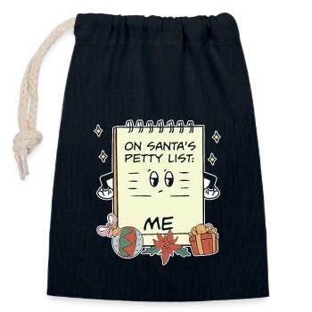 Costume de Noël Pyjama Party sur le Père Noël - Sac cadeau en coton avec cordon (14 x 20 cm) - bleu marine - Devant
