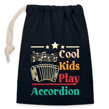Children Cool kids play accordion - Closable cotton gift bag (14x20cm) - navy - Front