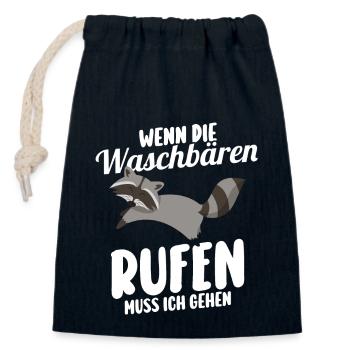 Waschbär - Verschließbarer Geschenkbeutel aus Baumwolle (14x20cm) - Navy - Vorne
