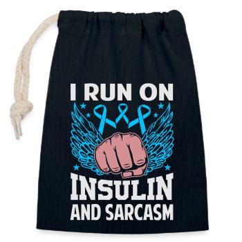 I Run On Insulin And Sarcasm - Verschließbarer Geschenkbeutel aus Baumwolle (14x20cm) - Navy - Vorne