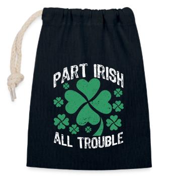 Part Irish All Trouble Funny Lucky Shamrock - Closable cotton gift bag (14x20cm) - navy - Front