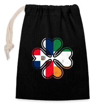 Irish Dominican Flag Ireland Shamrock - Closable cotton gift bag (14x20cm) - black - Front