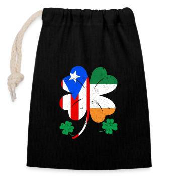 Irish Puerto Rican Flag Ireland Shamrock - Closable cotton gift bag (14x20cm) - black - Front