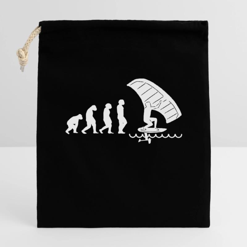 Wingfoil Surfer Wingfoiling Hydrofoil Evolution Sac cadeau en coton avec cordon (14 x 20 cm)