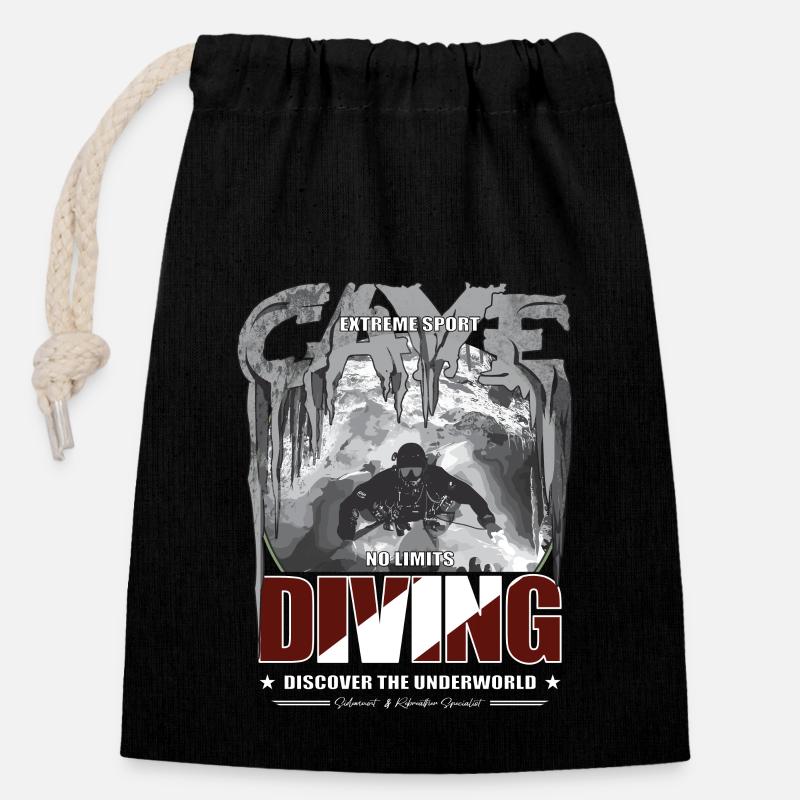 Plongée souterraine Plongée souterraine Cadeau Sports extrêmes - Sac cadeau en coton avec cordon (14 x 20 cm) - noir