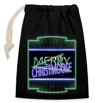 Baby Santa Fun Canada Moose Canada Cute Moose - Closable cotton gift bag (14x20cm) - black - Front