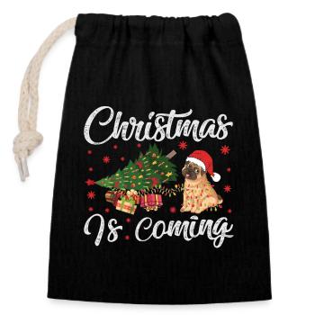Christmas Is Coming Dog Version - Closable cotton gift bag (14x20cm) - black - Front