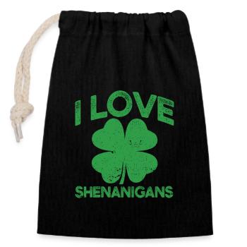 I Love Shenanigan's Funny Irish Shamrocks - Closable cotton gift bag (14x20cm) - black - Front