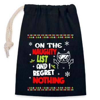 Naughty Cat Noël Drôle Tenue De Noël - Sac cadeau en coton avec cordon (14 x 20 cm) - bleu marine - Devant