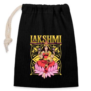 Hindu God - Lakshmi - Closable cotton gift bag (14x20cm) - black - Front