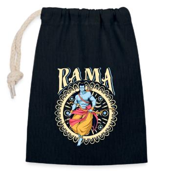 Dieu hindou - Rama - Sac cadeau en coton avec cordon (14 x 20 cm) - bleu marine - Devant