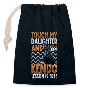 Fass meine Tochter nicht an - Kendo - Verschließbarer Geschenkbeutel aus Baumwolle (14x20cm) - Navy - Vorne
