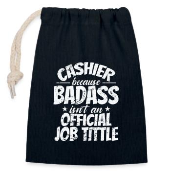 Cashier because Badass Isn't an official Job Title - Closable cotton gift bag (14x20cm) - navy - Front
