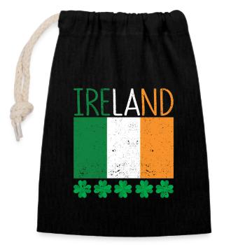 Patriotic Irish Flag Ireland Shamrock - Closable cotton gift bag (14x20cm) - black - Front