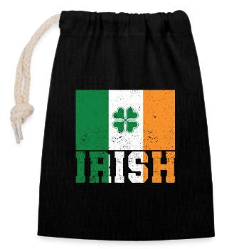 Patriotic Irish Flag Ireland Shamrock - Closable cotton gift bag (14x20cm) - black - Front