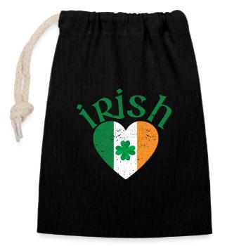 Patriotic Irish Flag Ireland Shamrock - Closable cotton gift bag (14x20cm) - black - Front