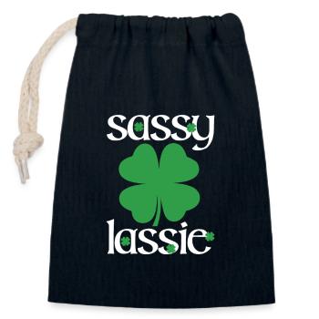 Sassy Lassie Irish Heritage Ireland Shamrock - Closable cotton gift bag (14x20cm) - navy - Front