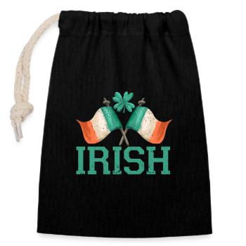 Patriotic Irish Flag Ireland Shamrock Leaf - Closable cotton gift bag (14x20cm) - black - Front
