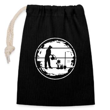 Gardener, Farmer, Landscaper, Plants, Garden - Closable cotton gift bag (14x20cm) - black - Front