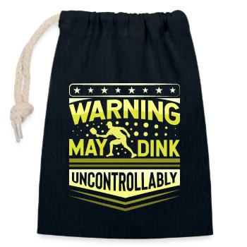 Warning May Dink Uncontrollably Pickleball Saying - Closable cotton gift bag (14x20cm) - navy - Front