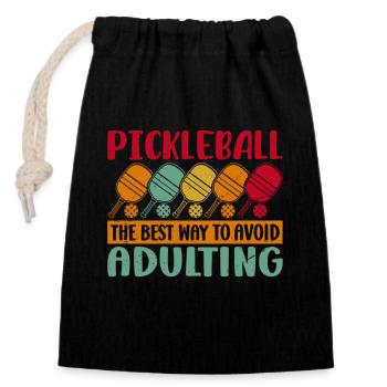 Pickleball - The Best Way To Avoid Adulting - Closable cotton gift bag (14x20cm) - black - Front