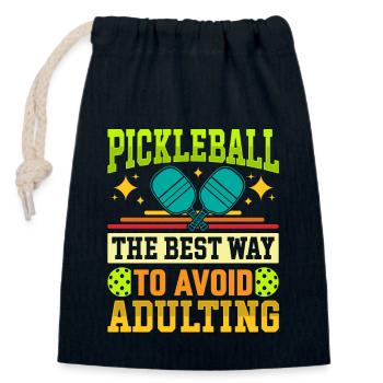 Pickleball - The Best Way To Avoid Adulting - Closable cotton gift bag (14x20cm) - navy - Front