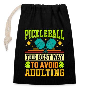Pickleball - The Best Way To Avoid Adulting - Closable cotton gift bag (14x20cm) - black - Front